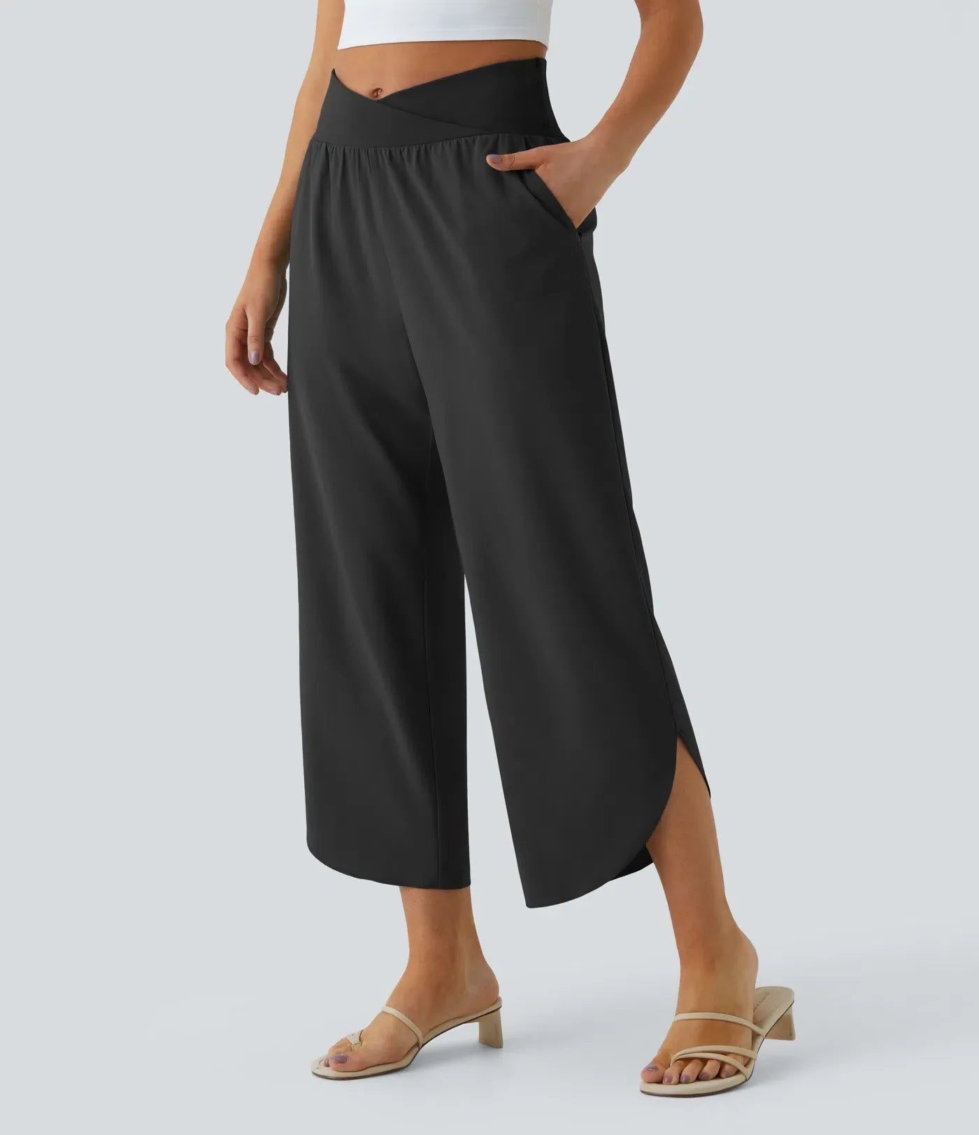 High-Waisted Trousers With Side Pockets